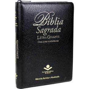 Bíblia Sagrada Letra Gigante Preta Zíper Sbb