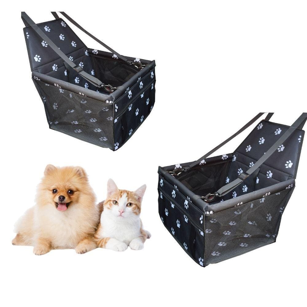 Assento Cadeirinha Carro Pet Cães Gatos Duke e Dixie Preto Com Pata