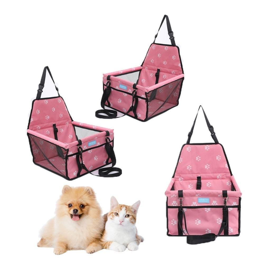 Assento Carro Pet Cães Gatos Duke e Dixie Rosa Com Pata