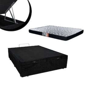 Cama Box Baú Casal Suede Cinza+ Colchão Espuma D28 Conforto 138x188x50