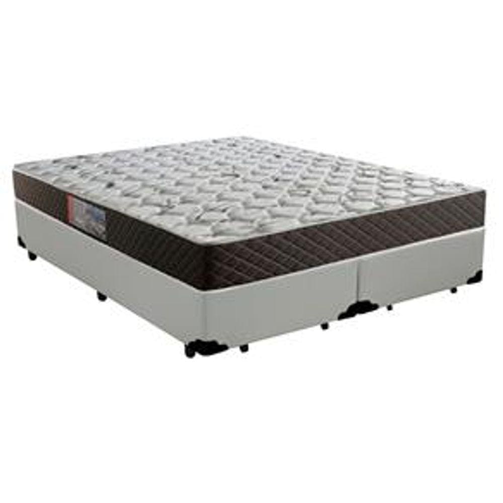Cama Box Queen Colchão Mola Ensacada Belos Sonhos + Box Sintético 69x158x198 Marrom