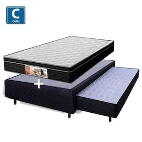 Cama Box Casal Com Colchão Auxiliar De Espuma D28 + colchão mola 20cm