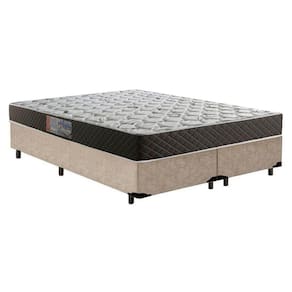 Cama Box Queen Colchão Mola Ensacada Belos Sonhos + Box Suede 64x158x198 Bege