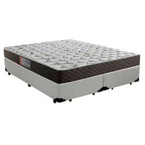 Cama Box Queen Colchão Mola Ensacada Belos Sonhos + Box Sintético 66x158x198 Cinza