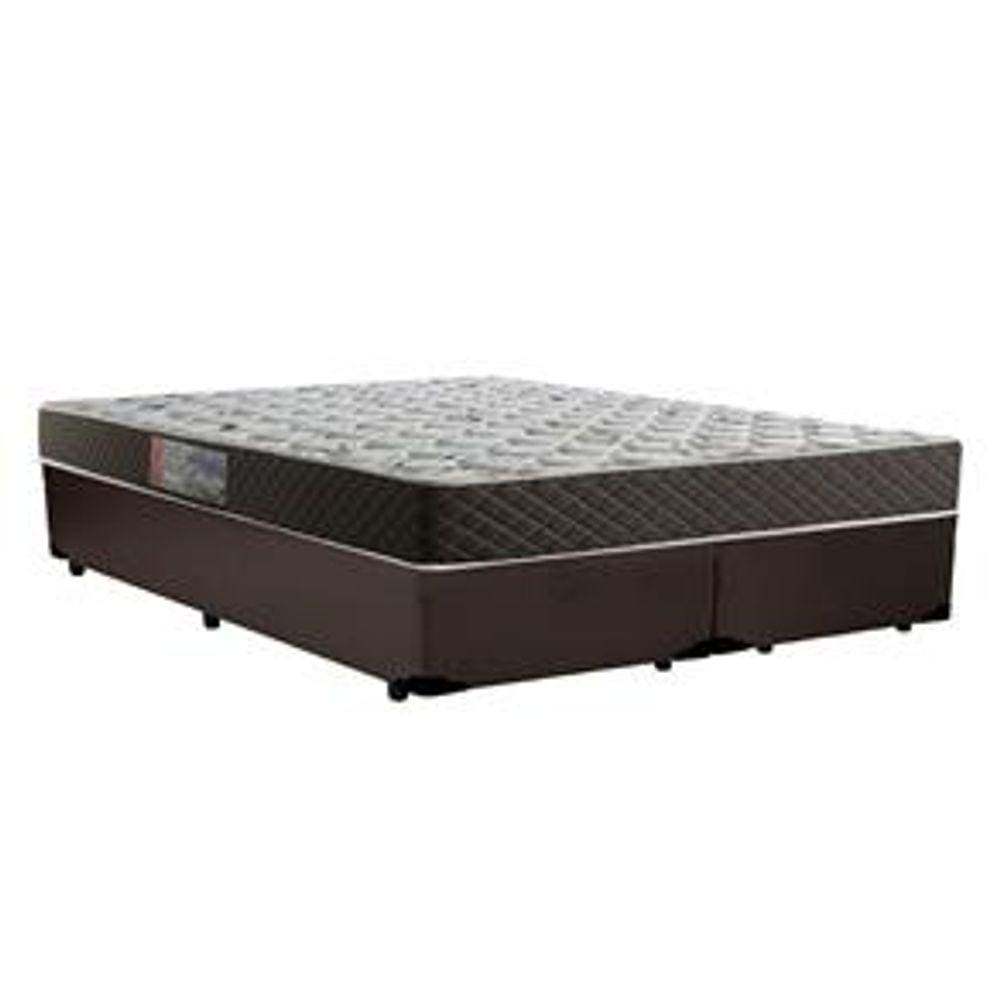 Cama Box Queen Colchão Mola Ensacada Belos Sonhos + Box Sintético 67x158x198 Marrom
