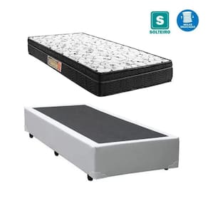 Cama box solteiro branca + colchão mola ensacada 88x188 inmetro