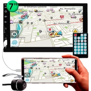 Multimídia H-Tech 2 Din HT-3100 7" Polegadas Espelhamento Bluetooth USB SD Card Auxiliar + Câmera de Ré