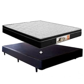 Cama Box casal preto + Colchão Molas Bonnel 1,38 x 1,88 x 48 cm