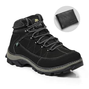 Bota Adventure em Couro Preto 900 + Carteira em Couro Legítimo