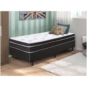 Cama Box Solteiro Colchão Mola Bonnel Belos Sonhos + Box Sintético 64x88x188