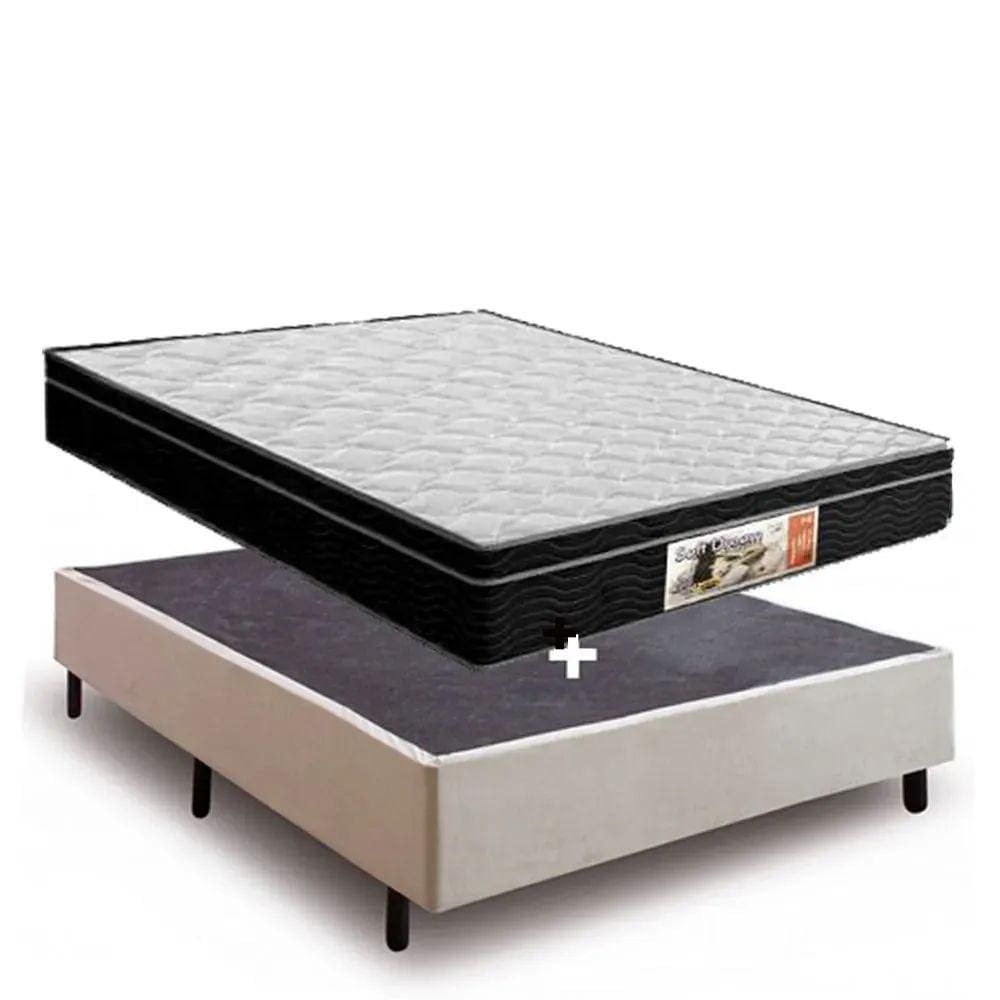 Cama Box Casal Colchão Espuma D33 + Box Suede Bege (54x138x188)