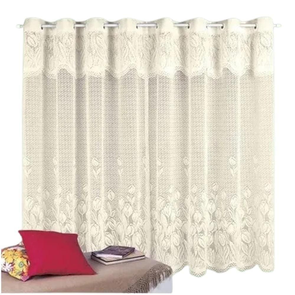 Cortina Renda Sala 2,80 Lag. X 1,50M Alt Creme Tulipas
