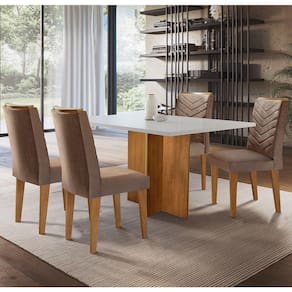 Mesa Olivia em MDF com 4 Cadeiras Liz Moderna