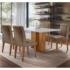Mesa Olivia em MDF com 4 Cadeiras Lunara Moderna