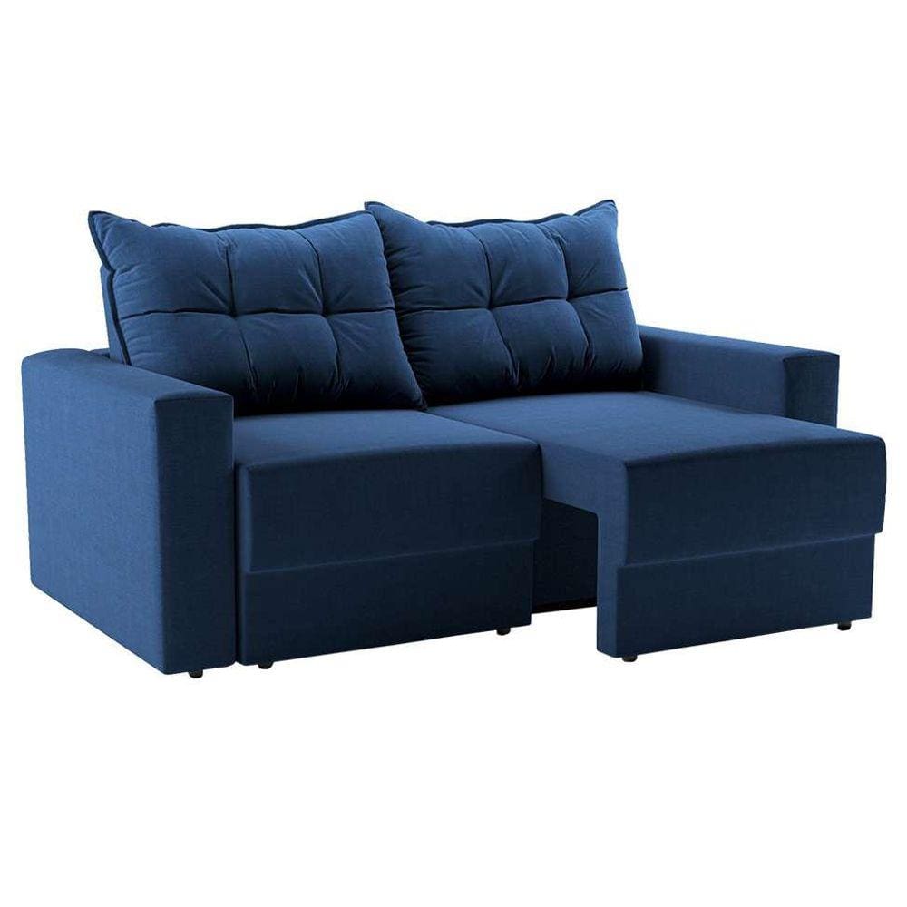 sofá 2 lugares retrátil lubeck suede azul marinho 140 cm