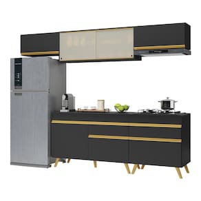 Cozinha Completa Multimóveis Veneza GB FG3710 com Armário e Balcão Preta