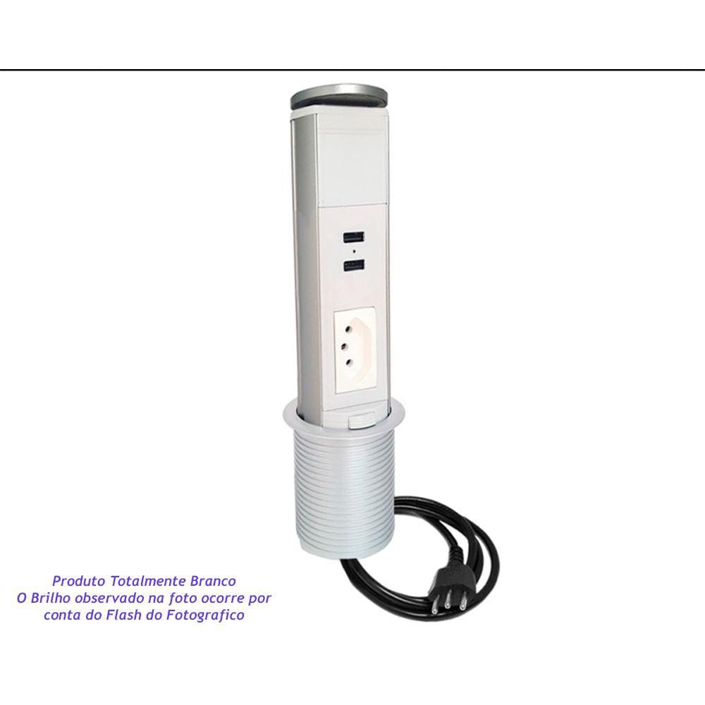 Mini Torre Totem Manual 1 Tomada 20a 2 Usb - Branca