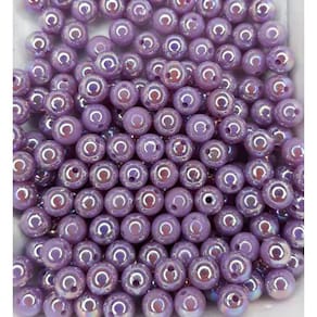 Perolas Abs Inteira 8mm C/Furo Cor Roxo Cintilante 50 Gr