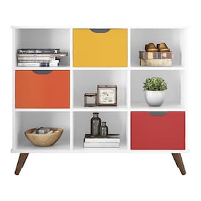 Nicho Organizador Retrô 1478 Branco 03 Gavetas Coloridas Qmovi