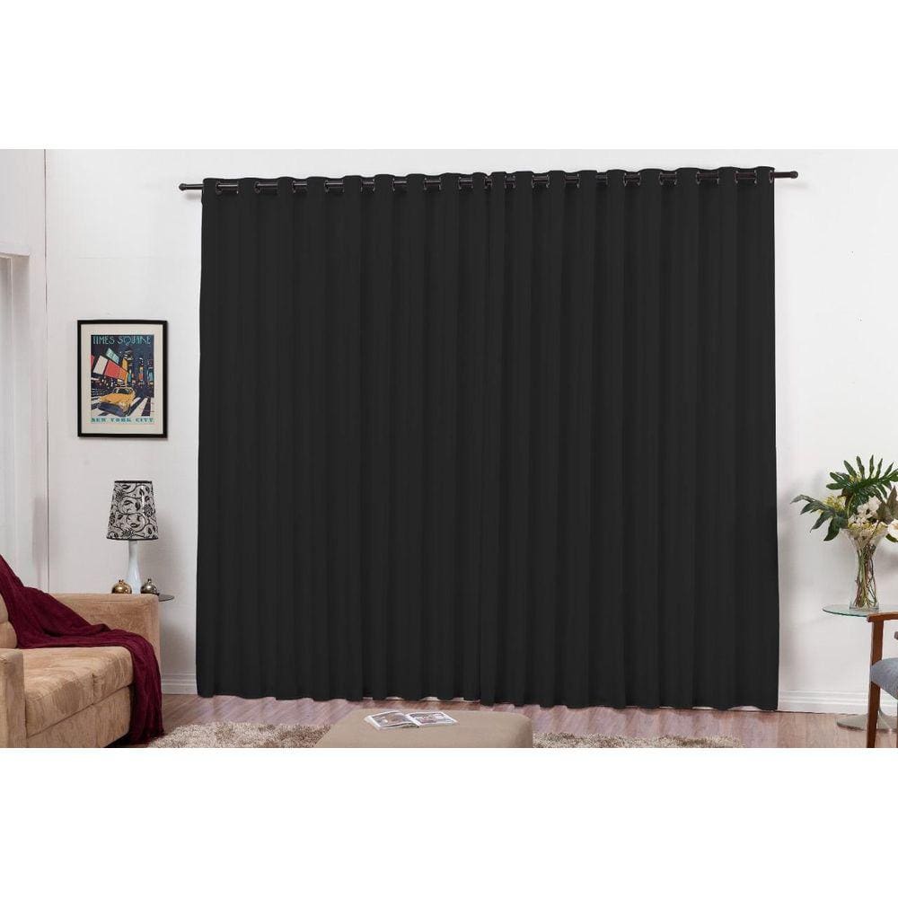 Cortina Sala Roma Oxford Com Ilhós 3M X 2,5M Preto