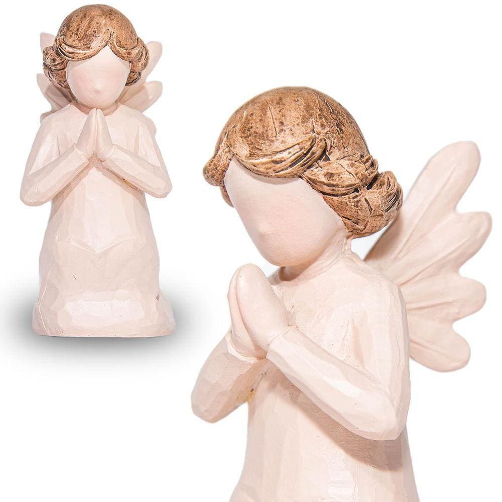 Anjo Rezando Sentado De Resina 12Cm Altura