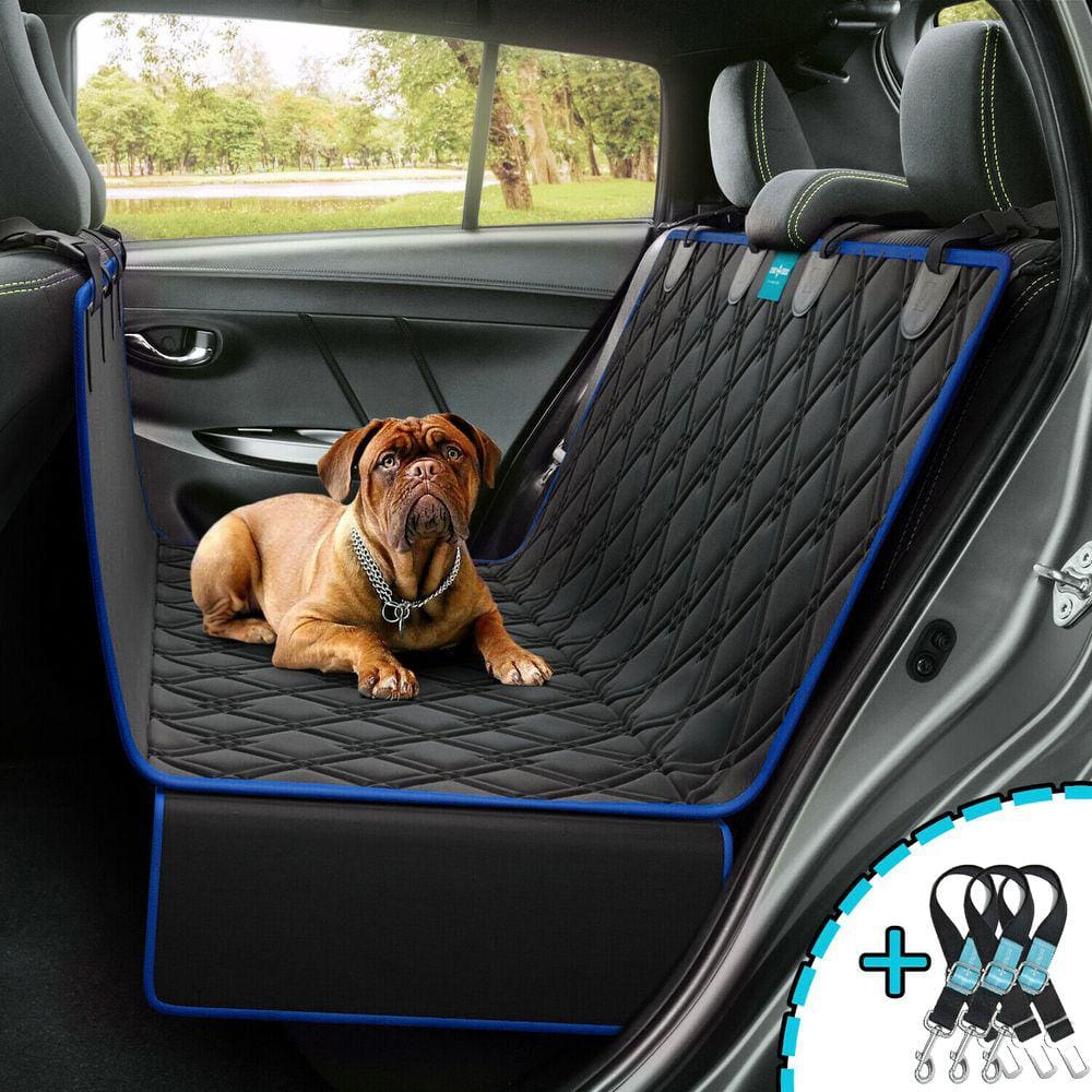 Kit Capa Pet Protetora de Banco Traseiro Impermeavel Azul + 3 Cinto de Segurança