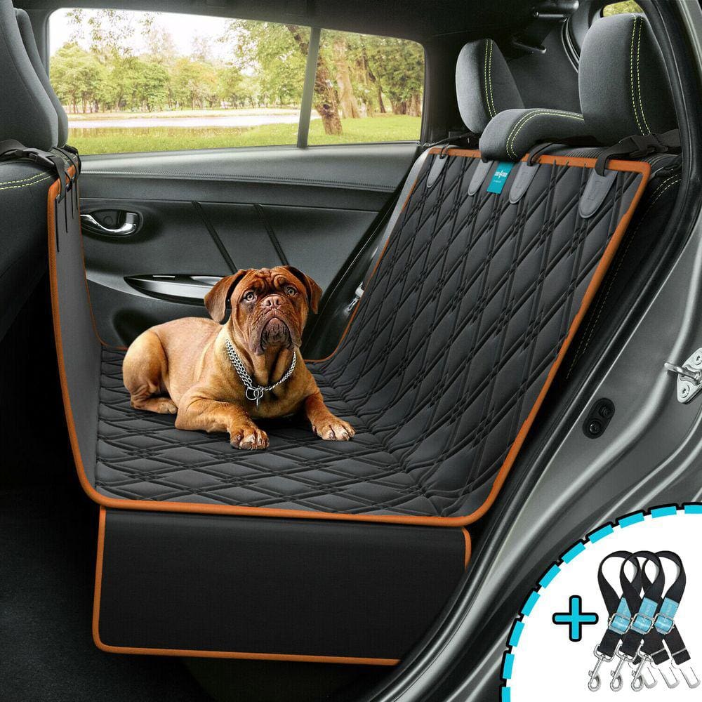 Kit Capa Pet Protetora de Banco Traseiro Impermeavel Laranja + 3 Cinto de Segurança