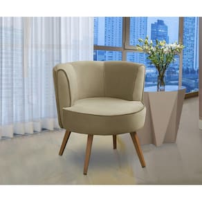 Poltrona Para Sala Decorativa Isadora Suede Bege Madelina Decor