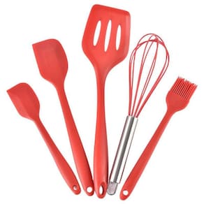 Kit Utensílios De Silicone Para Cozinha 5 Peças Vermelho