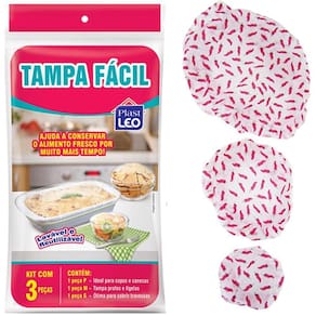 Tampa Para Alimentos Facil Lavavel De Plastico Kit Com 3 Und
