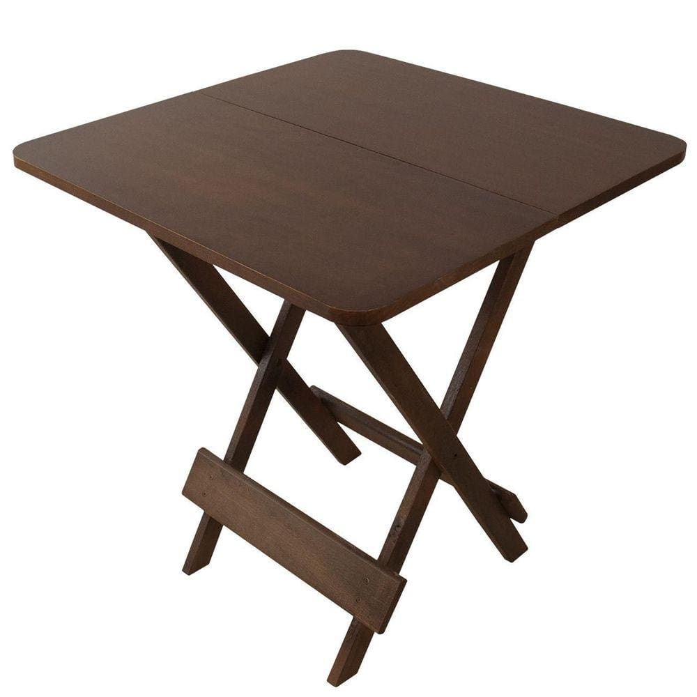 Mesa De Madeira 70x70 Dobrável Madeira Maciça Verniz Imbuia