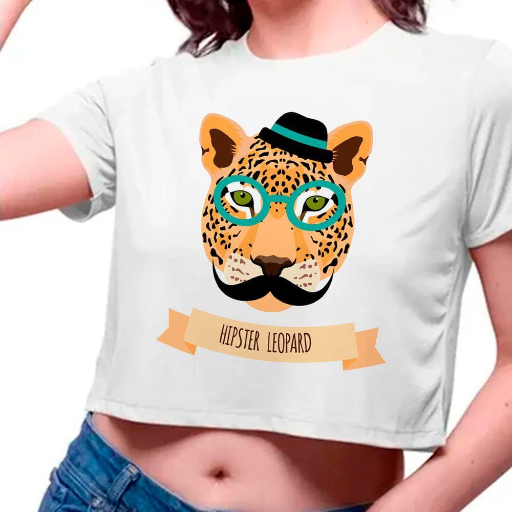 Camiseta Cropped Infantil Hipster Leopard