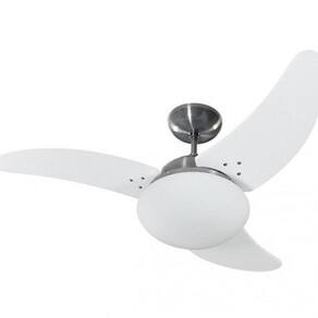Ventilador De Teto Solano Tron Aço Escovado 3 Pás Brancas