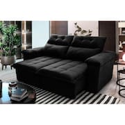 Sofá Retrátil Reclinável Verona 1,80m Suede Velut Preto c/ Molas no Assento - King House