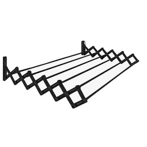 Varal Sanfonado Parede Retrátil 80 cm Aço Preto Secalux