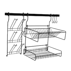 scorredor Suspenso De Louças Aço Barra Modular Cook Home - PRETO