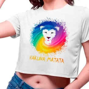Camiseta Cropped Infantil Hakuna Matata Rei Leao