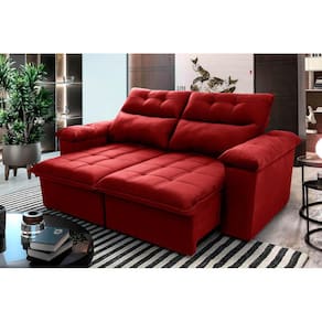 Sofá Retrátil Reclinável Verona 1,50m Suede Velut Vermelho c/ Molas no Assento - King House