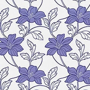 Papel De Parede K&G Emborrachado Floral Lilas E Branco