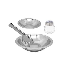 Conjunto para Salada Aço Inox Prime 4 Peças Bowl, Saleiro e Pegador - Mundial Import