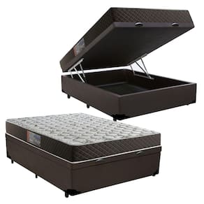 Cama Box Baú Casal Colchão Mola Bonnel Belos Sonhos + Box Suede 61x138x188