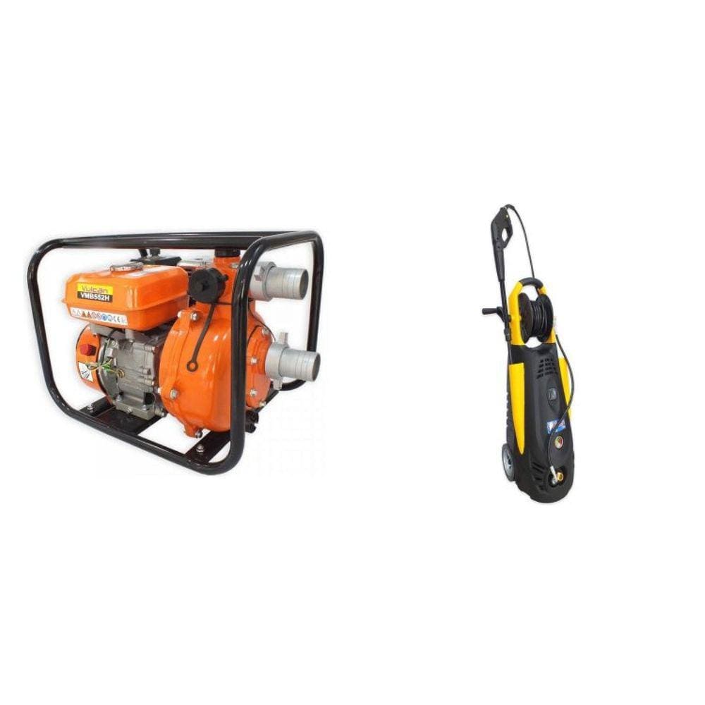 Kit de Motobomba de Alta Pressão 2 e Lavadora de Alta Pressão 165Bar Vulcan Trent Laranja