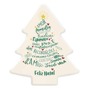 Luminária Árvore de Natal DecorFun Feliz Natal - Branca com palavras inspiradoras
