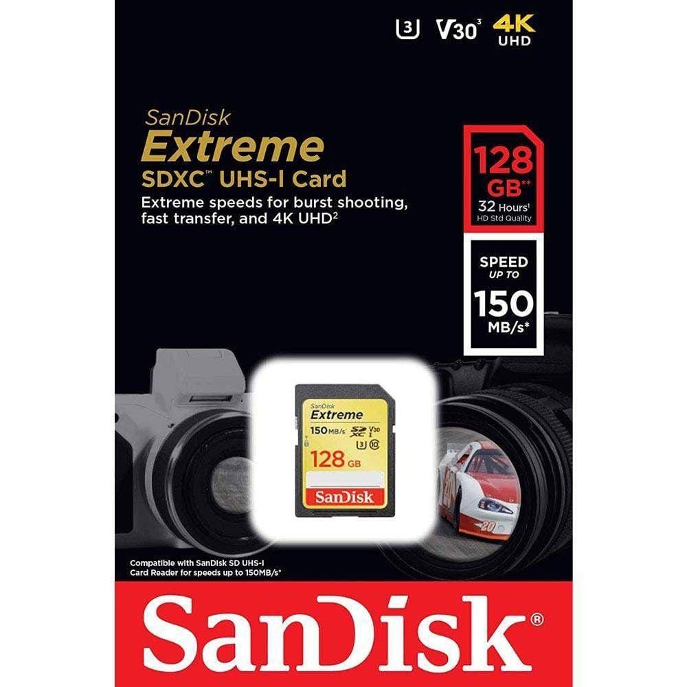 Cartão Sd Sdxc Sandisk Extreme 128gb 150mb/s U3 Lacrado Nfe