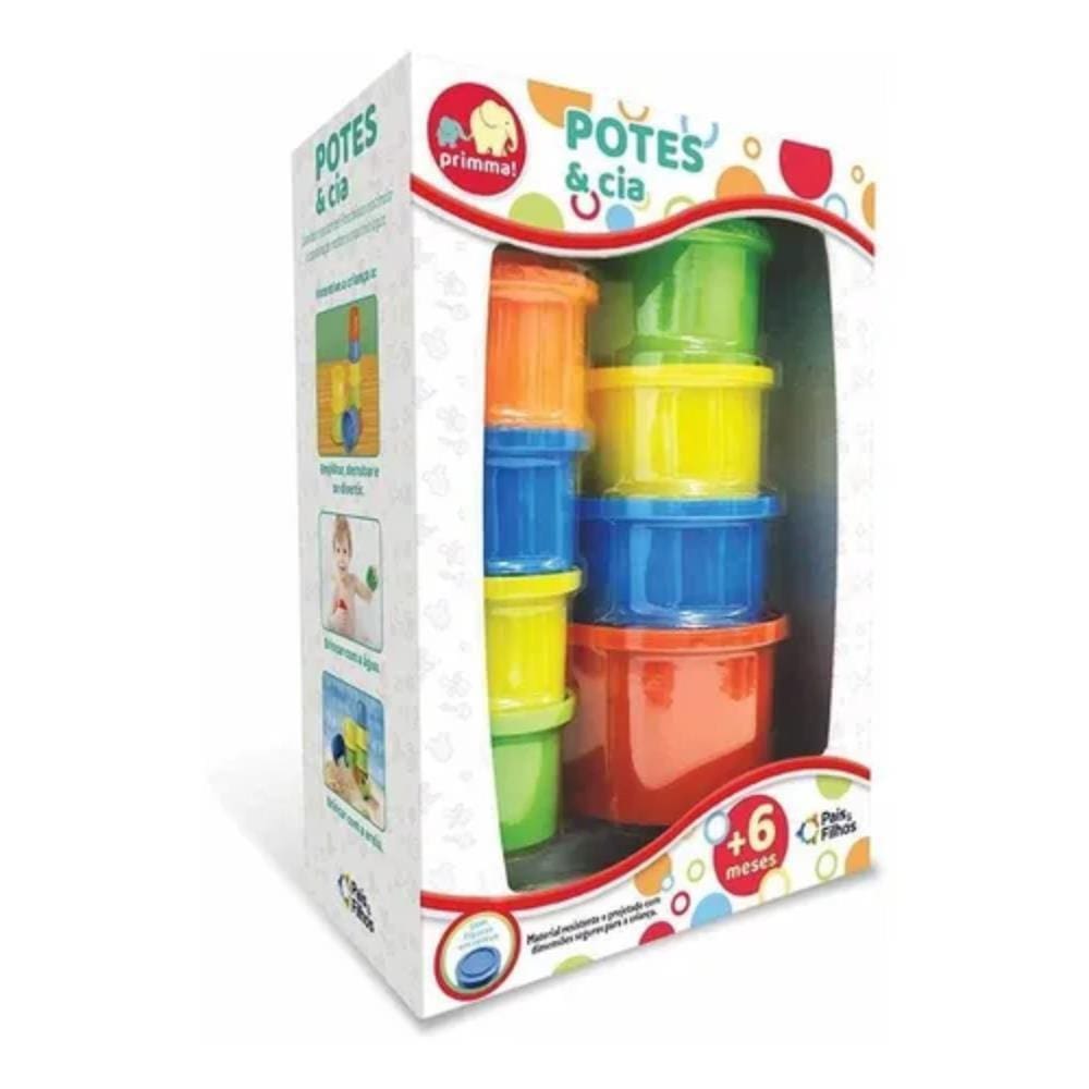 Conjunto De Atividades Bebê - Primma - Potes E Cia De Empilhar  10841 Pais E Filhos