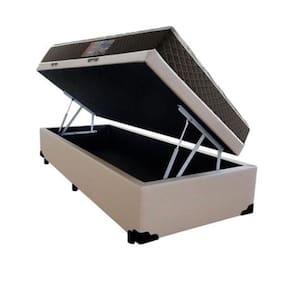 Cama Box Baú Solteiro Colchão Mola Bonnel Belos Sonhos + Box Sintético 61x88x188