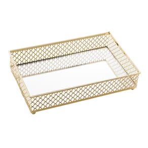 Bandeja Barcelona Dourado Com Espelho 21X13,5Cm Lyor