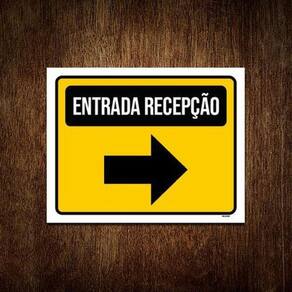 Placa Sinalização Entrada Recepção Seta 18x23cm 3un