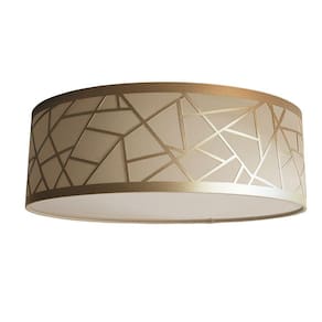 Luminária Plafon Recorte Bronze Cúpula em Tecido 50x15