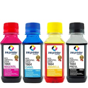 Kit de Tinta para Epson L375 - Compatível InkPrinter (T664 - 4x100ml)